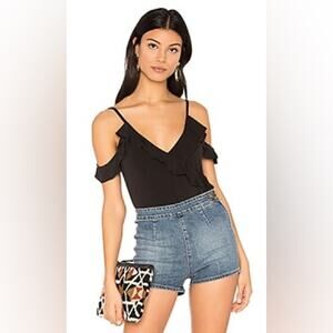 Bardot Revolve Ruffle Black Bodysuit